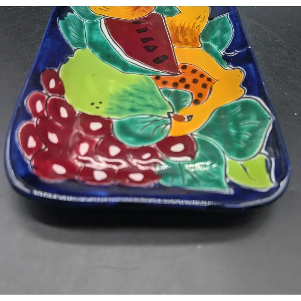 Mexican Talavera Serving Platter Hand Painted Lead Free Rectangular Tray 10